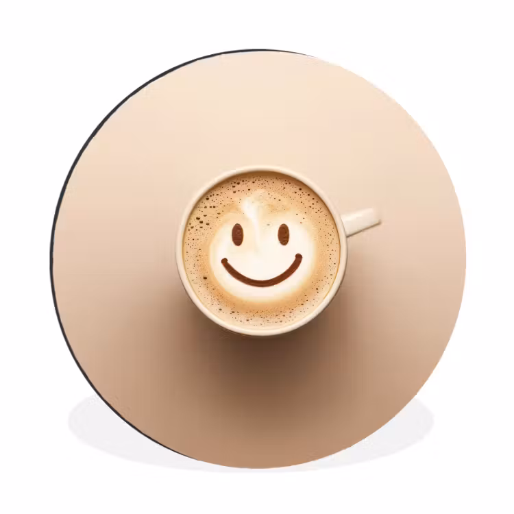 Wandcirkel - Aluminium - Koffie - Melkschuim - Lach - Beige — 1