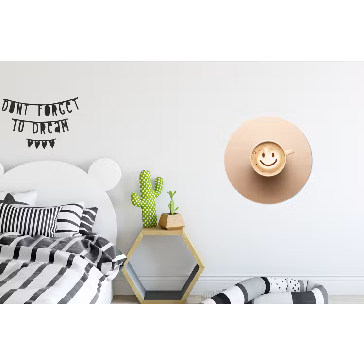 Wandcirkel - Aluminium - Koffie - Melkschuim - Lach - Beige — 5