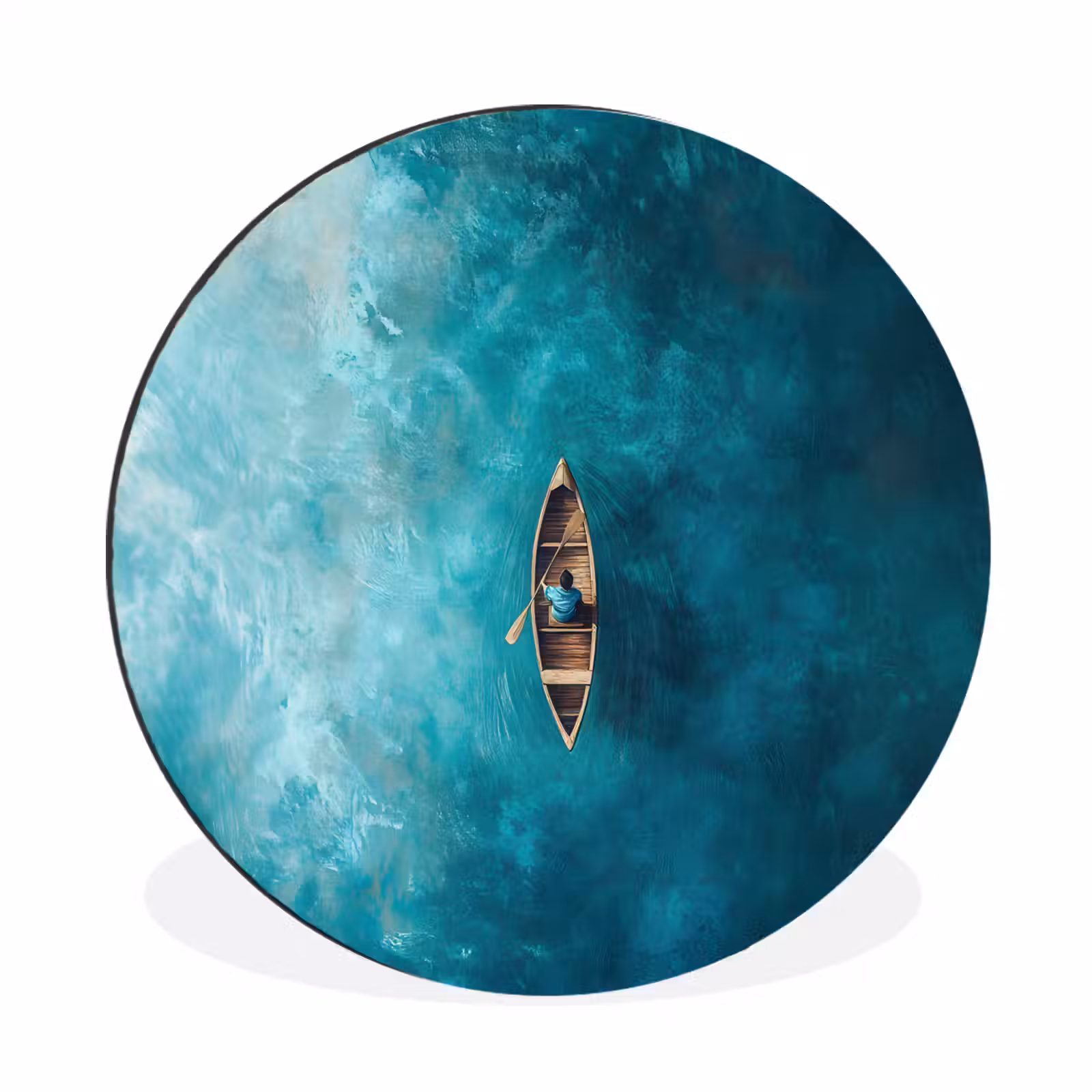 Wandcirkel - Aluminium - Bootje - Water - Blauw — 1