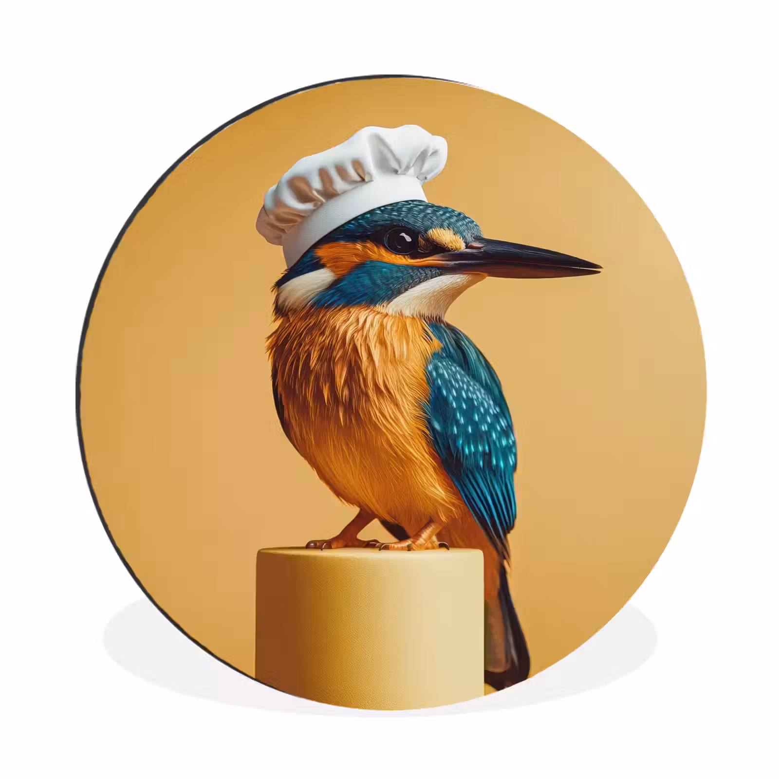 Wandcirkel - Aluminium - Ijsvogel - Pilaar - Koksmuts - Vogel — 1
