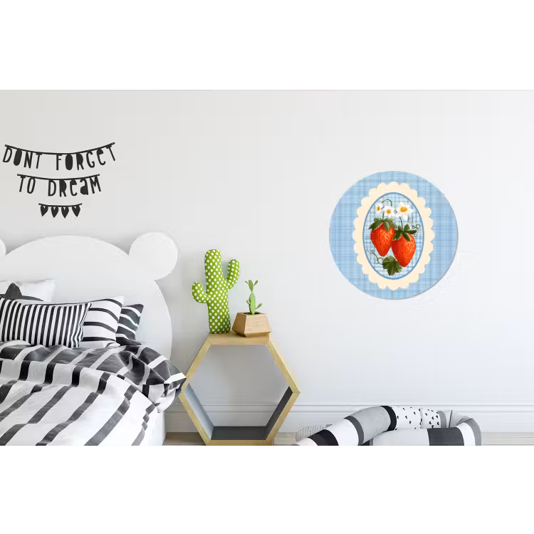 Wandcirkel - Aluminium - Aardbeien - Lijst - Rood - Geruit — 5