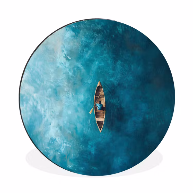 Wandcirkel - Aluminium - Bootje - Water - Blauw — 1