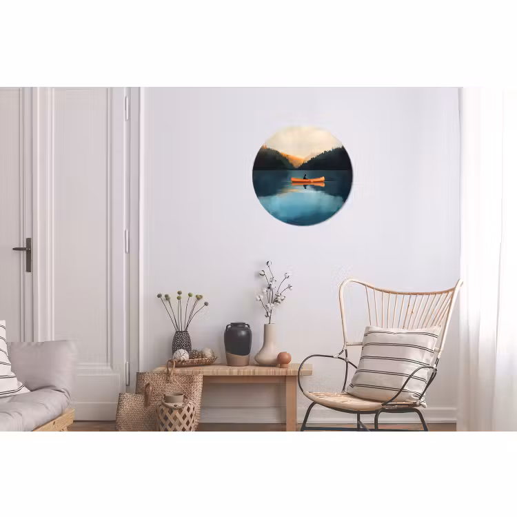 Wandcirkel - Aluminium - Bossen - Meer - Kano - Oranje — 2