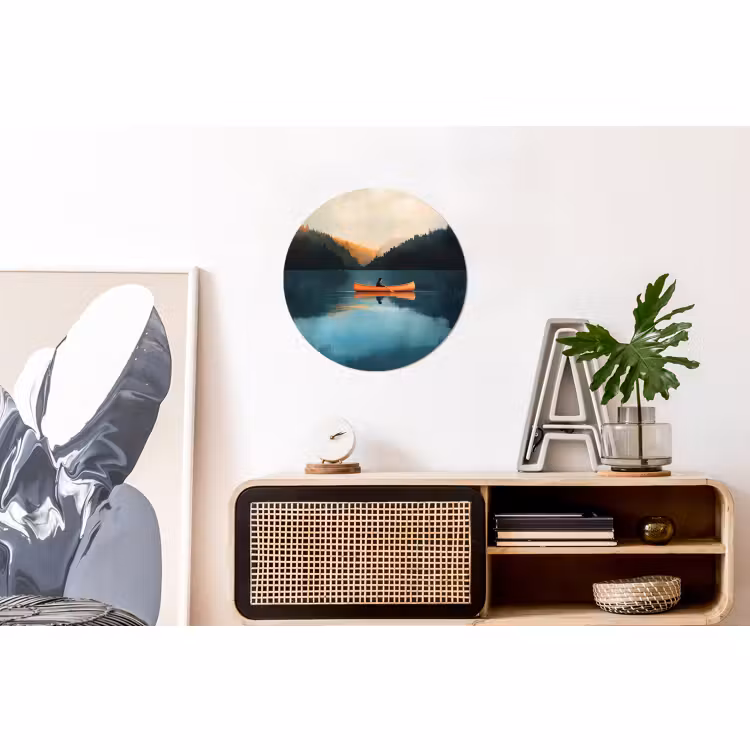 Wandcirkel - Aluminium - Bossen - Meer - Kano - Oranje — 3