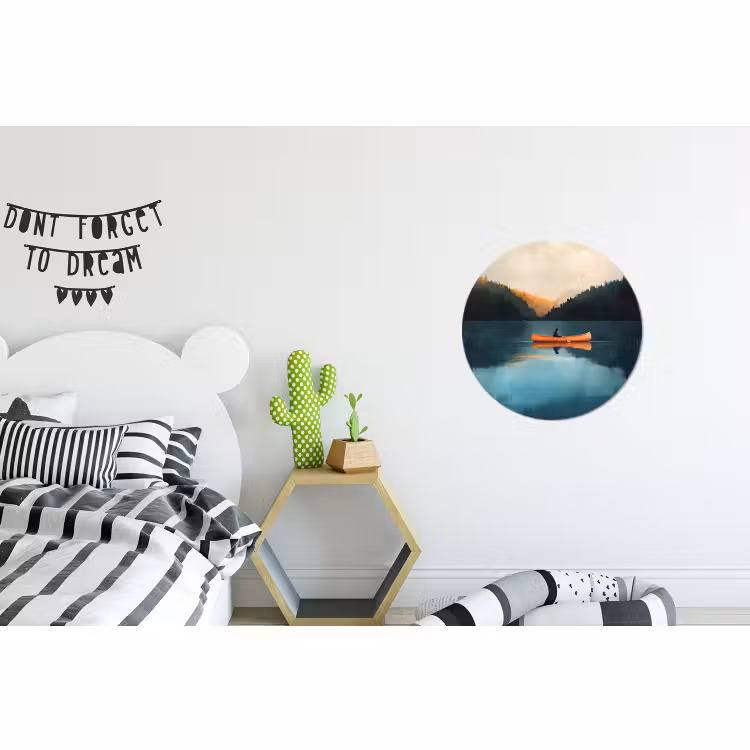 Wandcirkel - Aluminium - Bossen - Meer - Kano - Oranje — 5