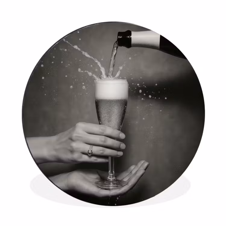 Wandcirkel - Aluminium - Champagnefles - Glas - Minimalistisch - Spetters — 1