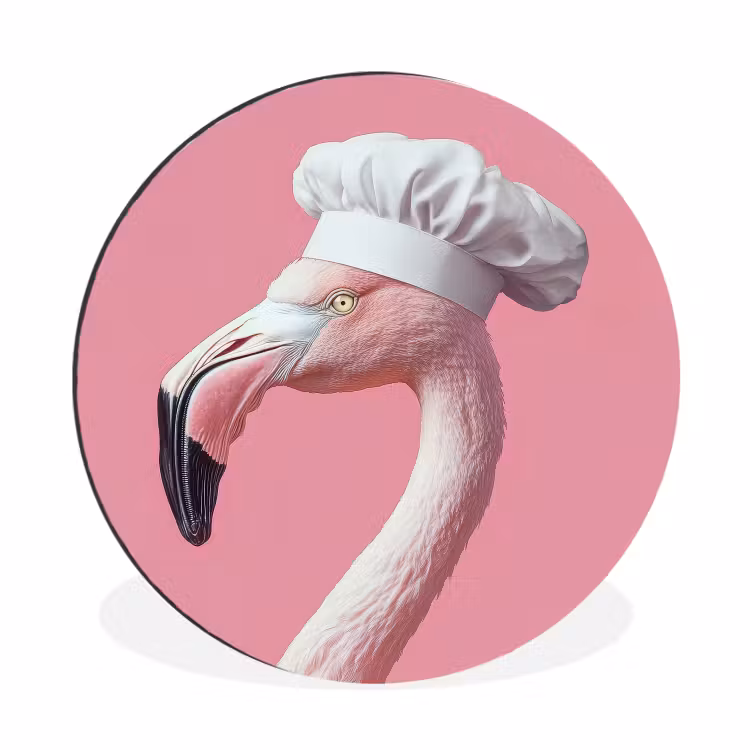 Wandcirkel - Aluminium - Flamingo - Roze - Koksmuts - Vogel — 1