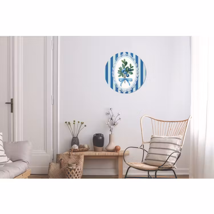 Wandcirkel - Aluminium - Illustratie - Bessen - Blauw - Strepen — 2