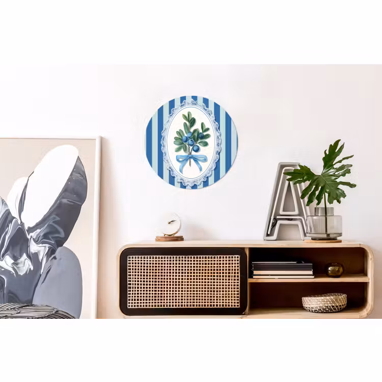 Wandcirkel - Aluminium - Illustratie - Bessen - Blauw - Strepen — 3