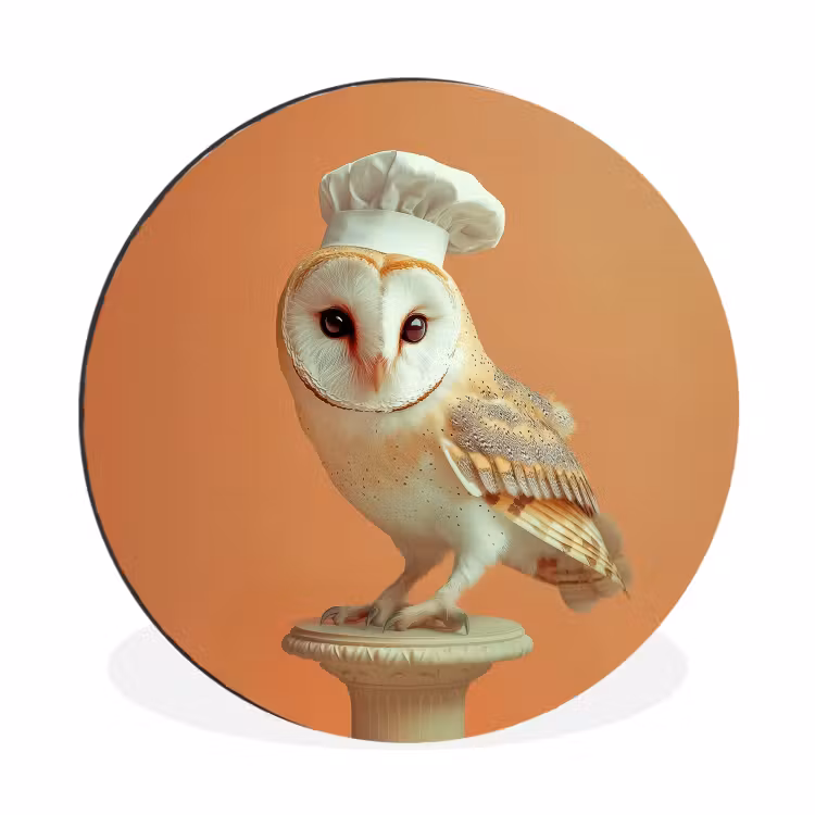 Wandcirkel - Aluminium - Kerkuil - Koksmuts - Oranje - Vogel — 1