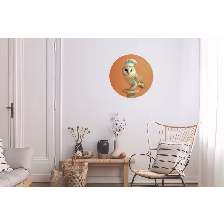 Wandcirkel - Aluminium - Kerkuil - Koksmuts - Oranje - Vogel — 2