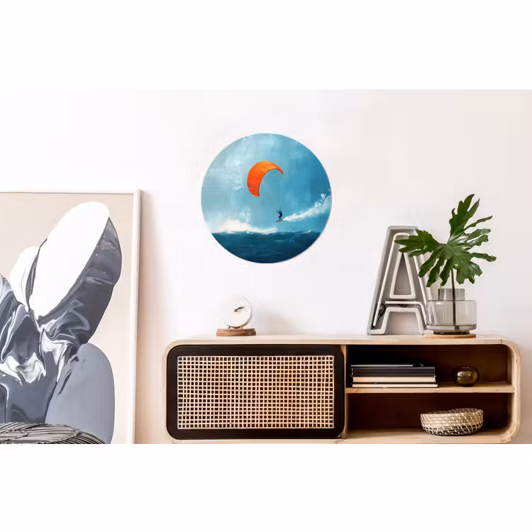Wandcirkel - Aluminium - Kitesurfer - Oranje - Zee - Lucht — 3