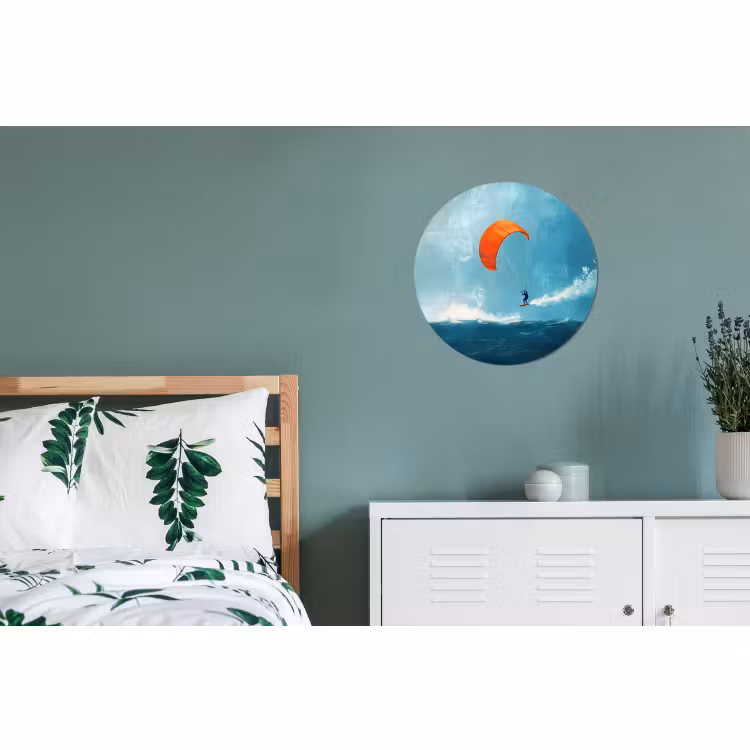 Wandcirkel - Aluminium - Kitesurfer - Oranje - Zee - Lucht — 4