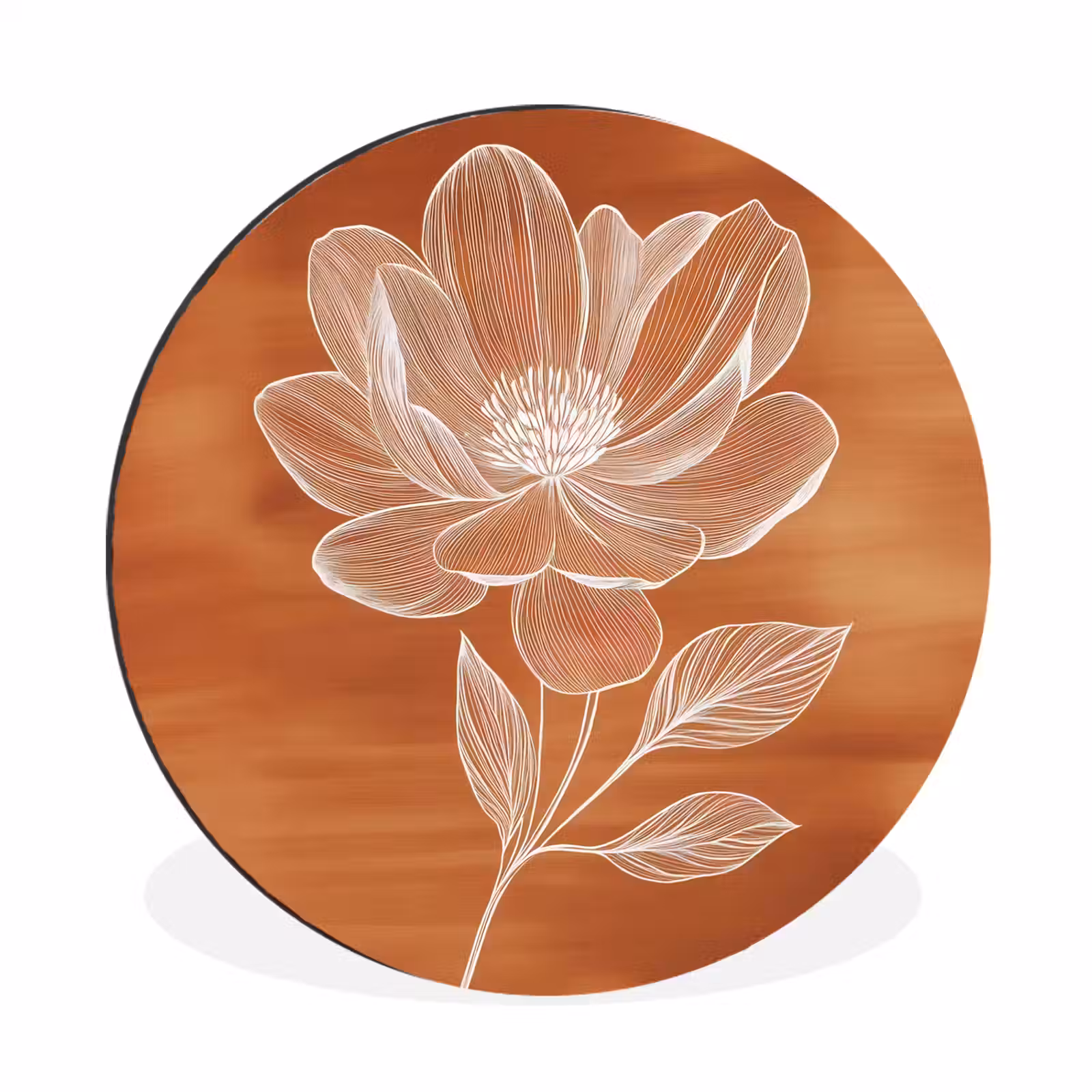 Wandcirkel - Aluminium - Bloem - Minimalistisch - Wit — 1