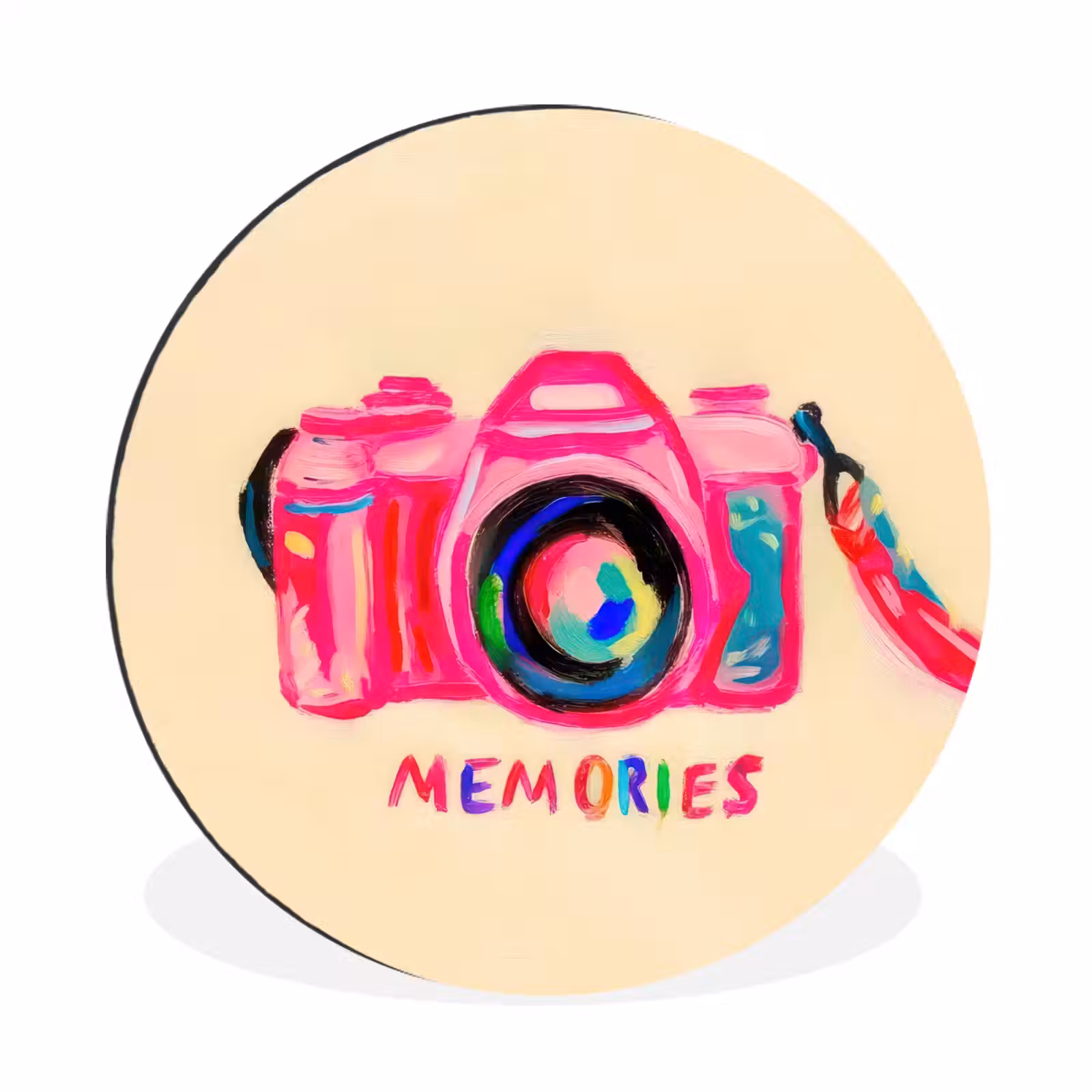 Wandcirkel - Aluminium - Camera - Memories - Roze - Geschilderd — 1