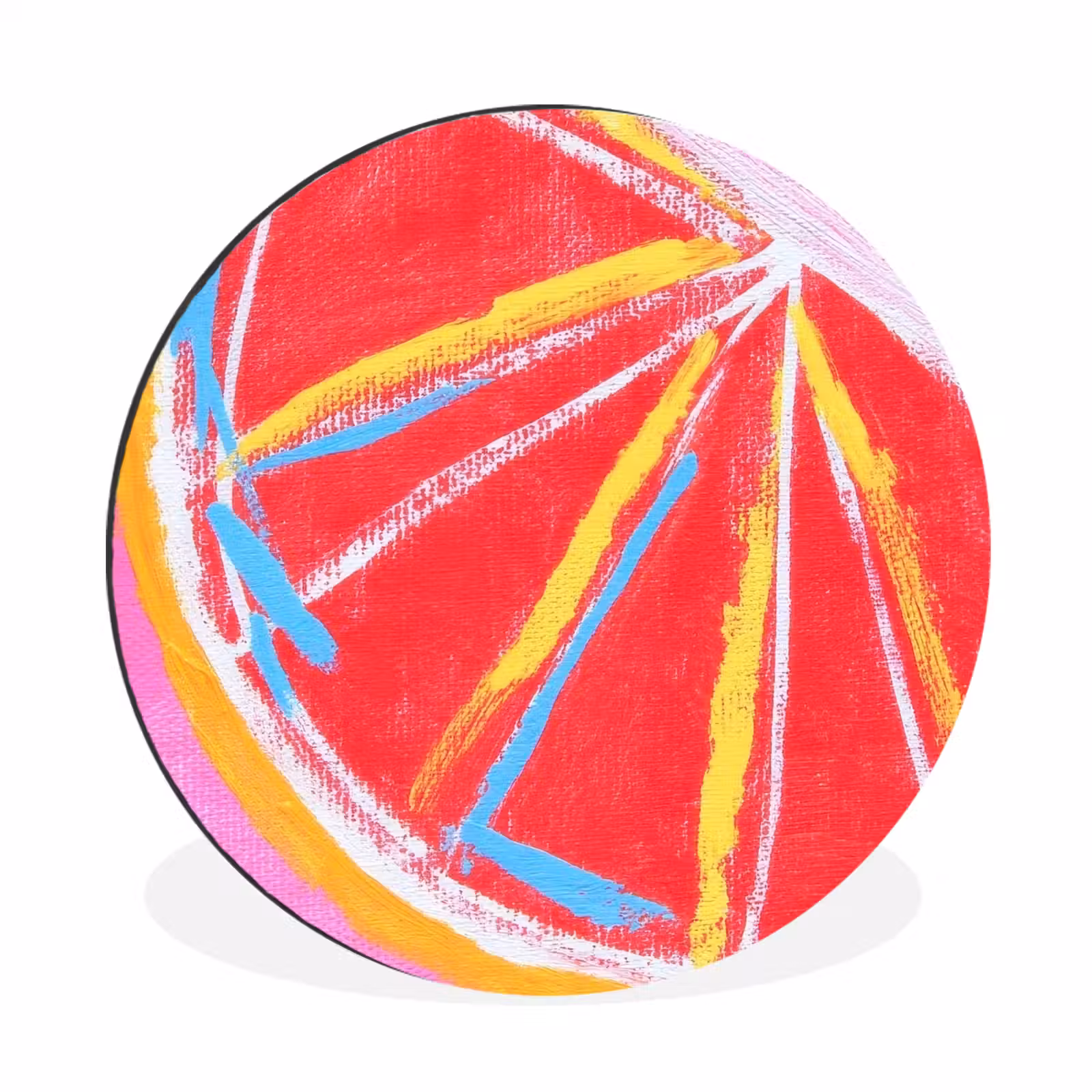 Wandcirkel - Aluminium - Grapefruit - Geschilderd - Roze - Strepen — 1
