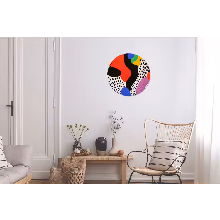 Wandcirkel - Aluminium - Abstract - Vormen - Kleuren - Stippen — 2