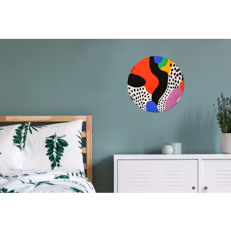 Wandcirkel - Aluminium - Abstract - Vormen - Kleuren - Stippen — 4