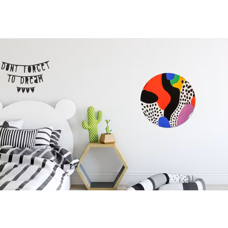 Wandcirkel - Aluminium - Abstract - Vormen - Kleuren - Stippen — 5