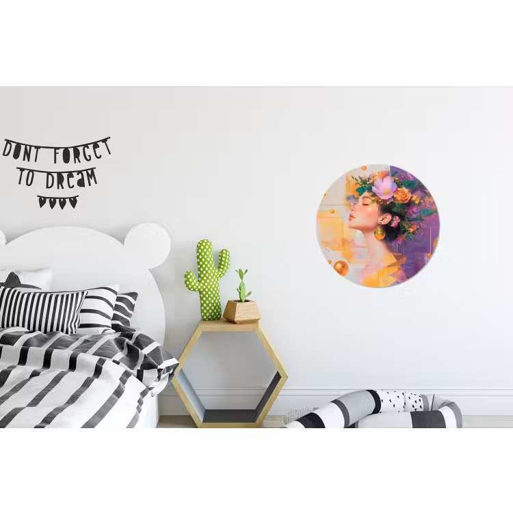 Wandcirkel - Aluminium - Abstract - Vrouw - Bloemenkroon - Goud — 5