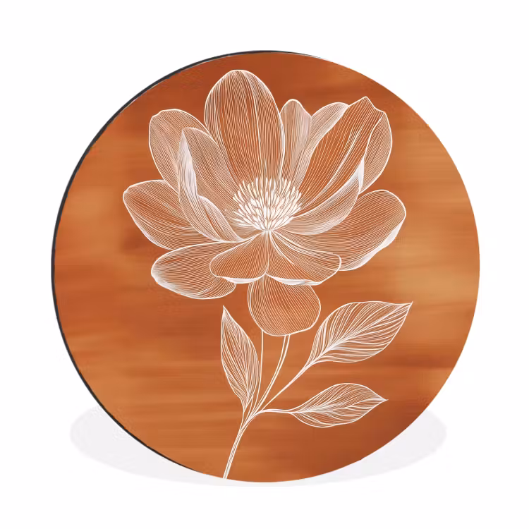 Wandcirkel - Aluminium - Bloem - Minimalistisch - Wit — 1