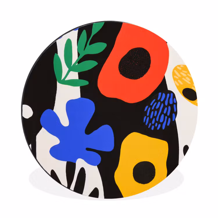 Wandcirkel - Aluminium - Bloemen - Bladeren - Abstract - Zwart — 1