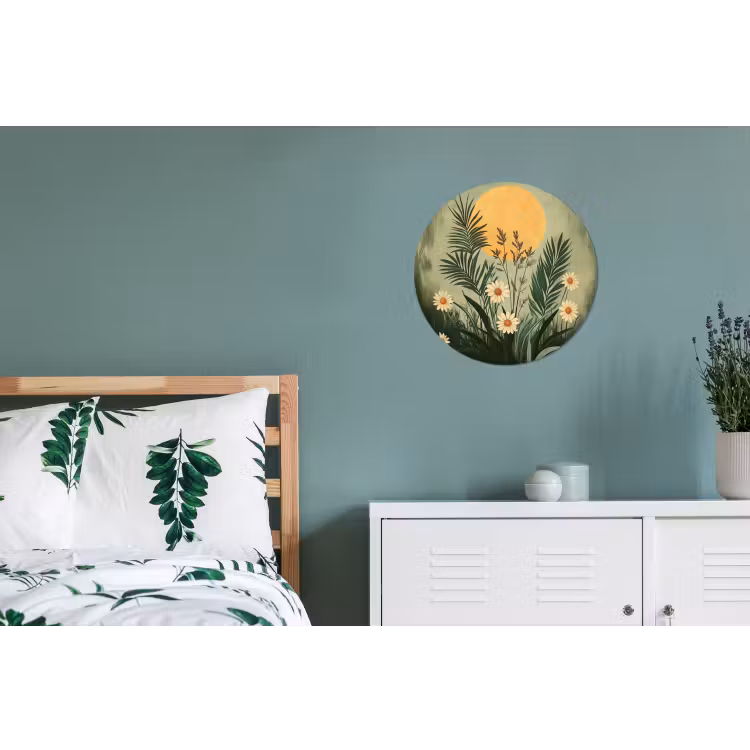 Wandcirkel - Aluminium - Bloemen - Bladeren - Zon - Groen — 4