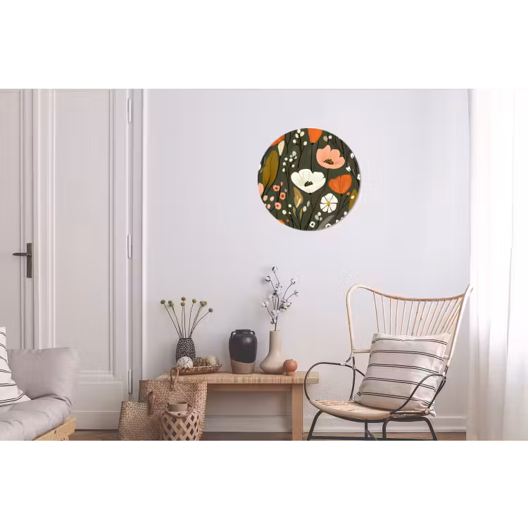Wandcirkel - Aluminium - Bloemen - Illustratie - Groen — 2