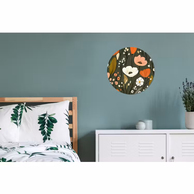 Wandcirkel - Aluminium - Bloemen - Illustratie - Groen — 4