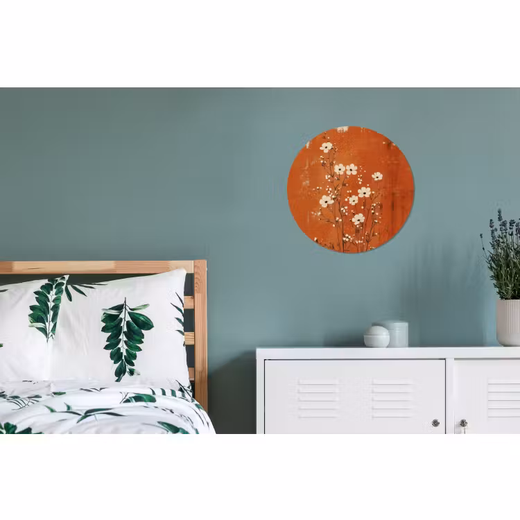Wandcirkel - Aluminium - Bloemen - Wit - Subtiel - Roestkleur — 4