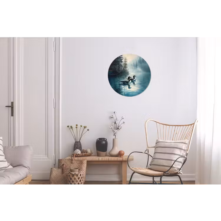 Wandcirkel - Aluminium - Bos - Water - Eenden - Mistig — 2