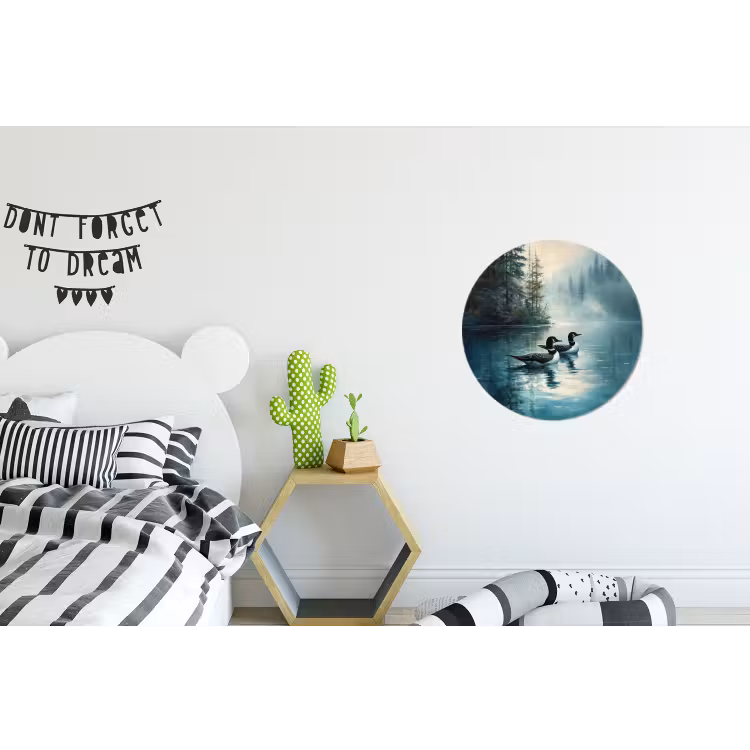Wandcirkel - Aluminium - Bos - Water - Eenden - Mistig — 5