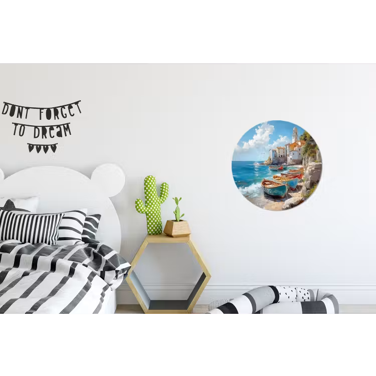Wandcirkel - Aluminium - Boten - Rotsen - Zee - Zon — 5