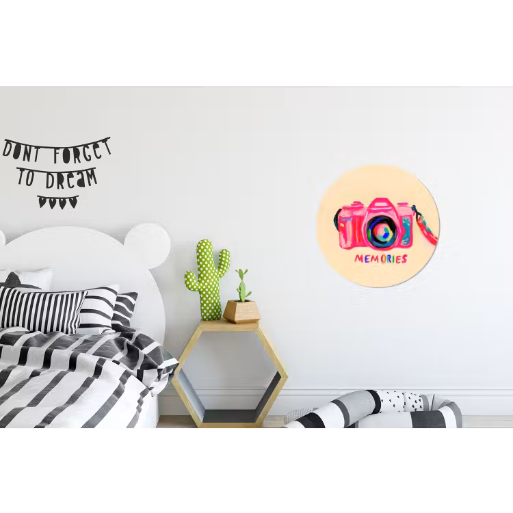Wandcirkel - Aluminium - Camera - Memories - Roze - Geschilderd — 5