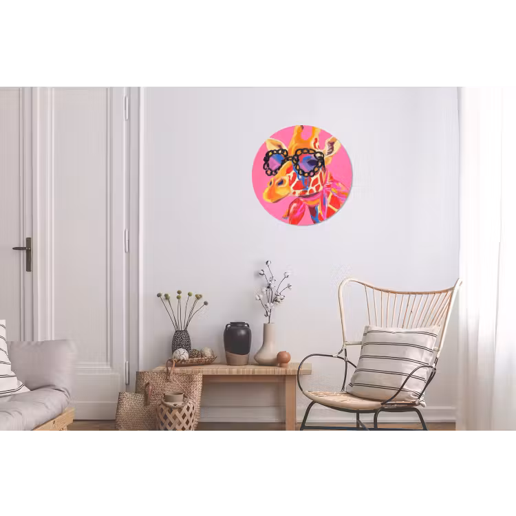 Wandcirkel - Aluminium - Giraf - Roze - Bril - Sjaal — 2