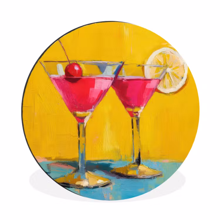 Wandcirkel - Aluminium - Glazen - Cocktail - Citroen - Kers — 1