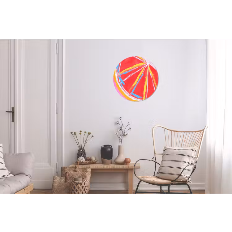 Wandcirkel - Aluminium - Grapefruit - Geschilderd - Roze - Strepen — 2