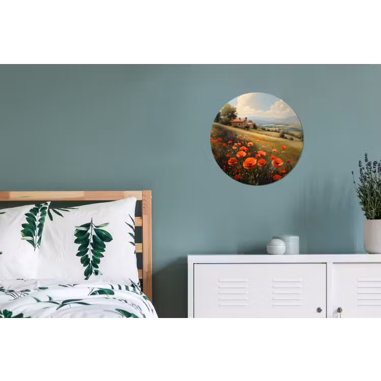 Wandcirkel - Aluminium - Klaprozen - Rood - Heuvels - Landschap — 4