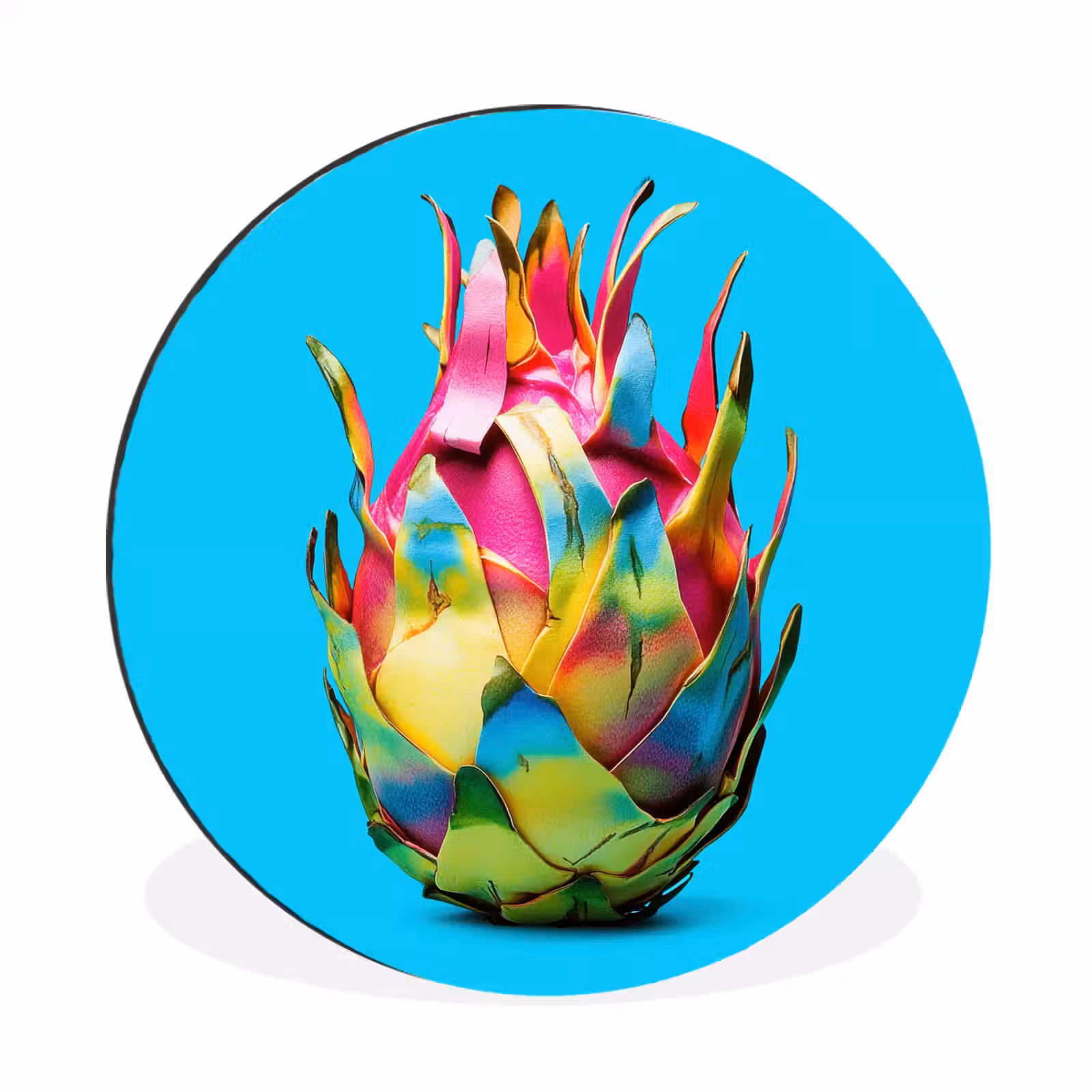 Wandcirkel - Aluminium - Drakenfruit - Blauw - Levendig — 1