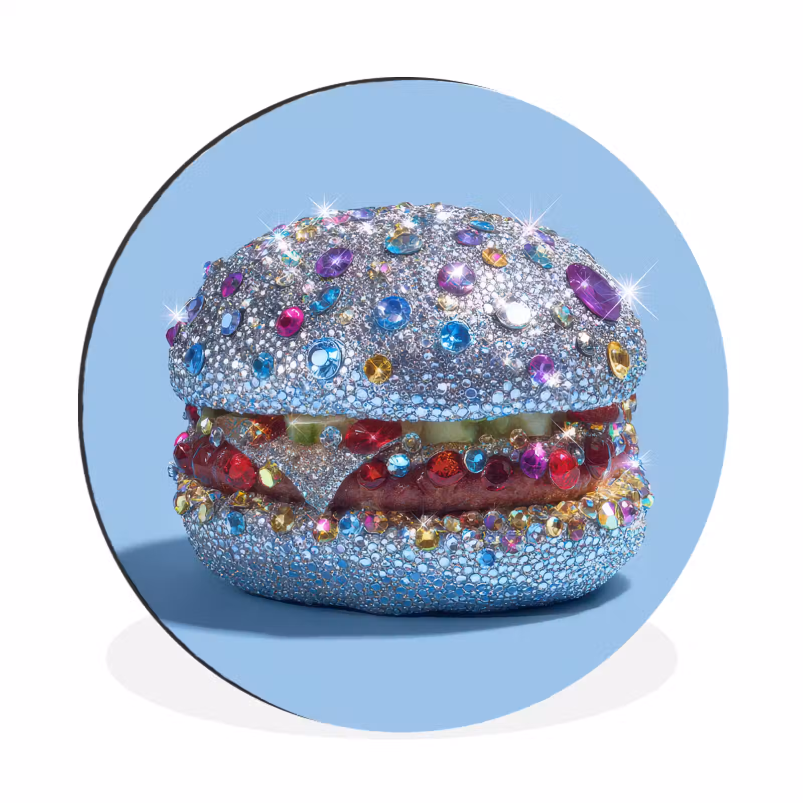 Wandcirkel - Aluminium - Glitters - Hamburger - Blauw — 1