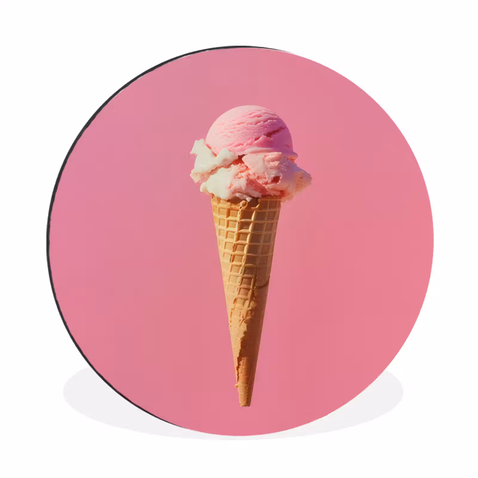 Wandcirkel - Aluminium - Hoorntje - Schepijs - Roze — 1