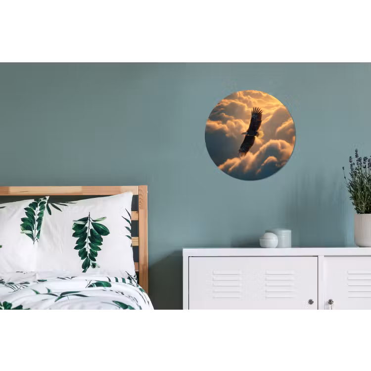 Wandcirkel - Aluminium - Adelaar - Wolken - Zon — 4