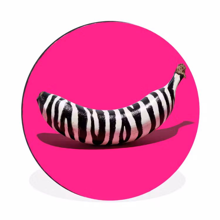 Wandcirkel - Aluminium - Banaan - Zebraprint - Roze — 1