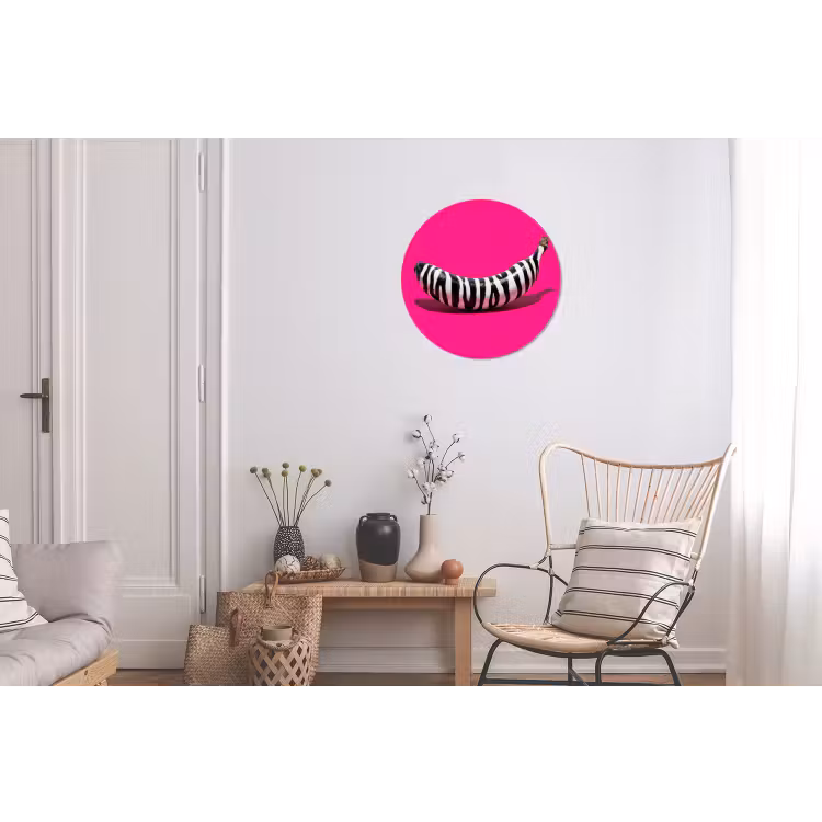 Wandcirkel - Aluminium - Banaan - Zebraprint - Roze — 2
