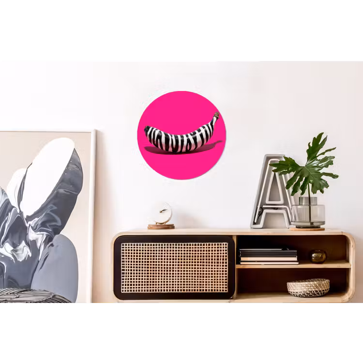 Wandcirkel - Aluminium - Banaan - Zebraprint - Roze — 3