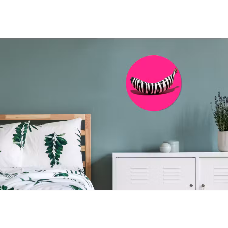 Wandcirkel - Aluminium - Banaan - Zebraprint - Roze — 4