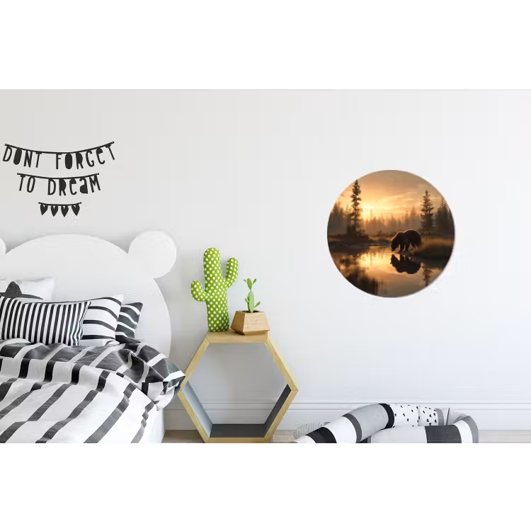 Wandcirkel - Aluminium - Beer - water - Bos - Ochtendlicht — 5