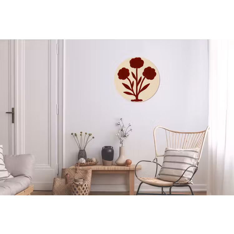 Wandcirkel - Aluminium - Bloemen - Bladeren - Rood - Minimalistisch — 2
