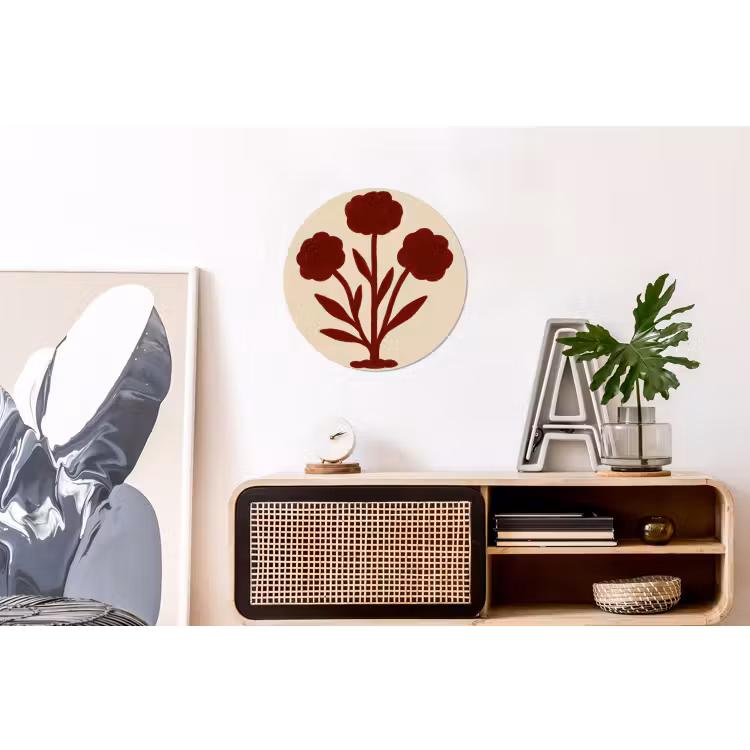 Wandcirkel - Aluminium - Bloemen - Bladeren - Rood - Minimalistisch — 3