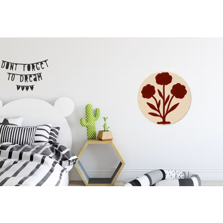 Wandcirkel - Aluminium - Bloemen - Bladeren - Rood - Minimalistisch — 5